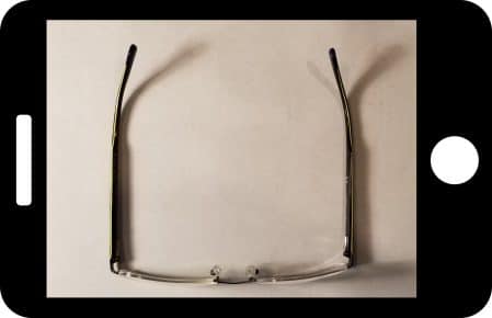 Bottom view of the frame, used to determine the curve of the matching clip-on sunglasses