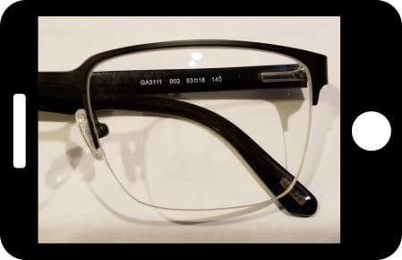 Front view of the left lens, used to create a pattern for custom clip-on sunglasses