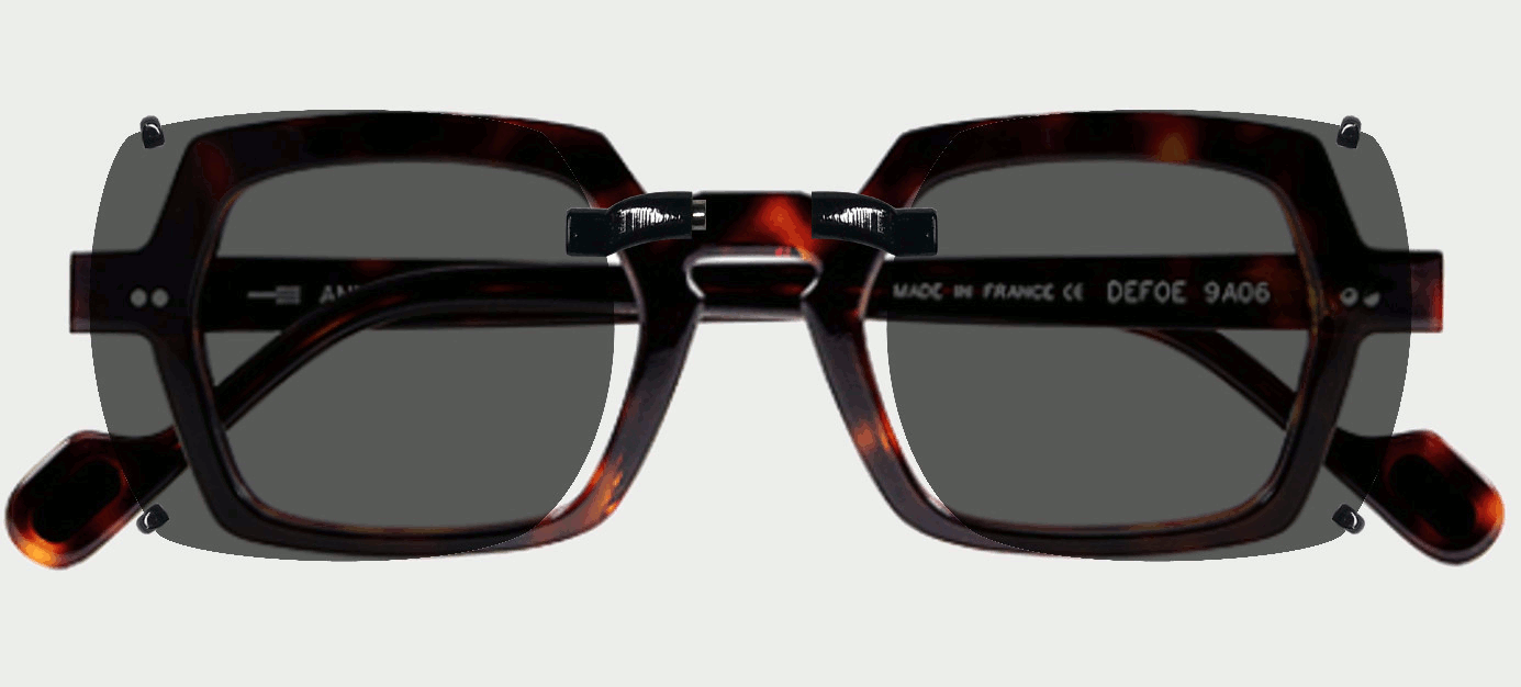 Clip on sunglasses with magnetic bridge over plastic frames
