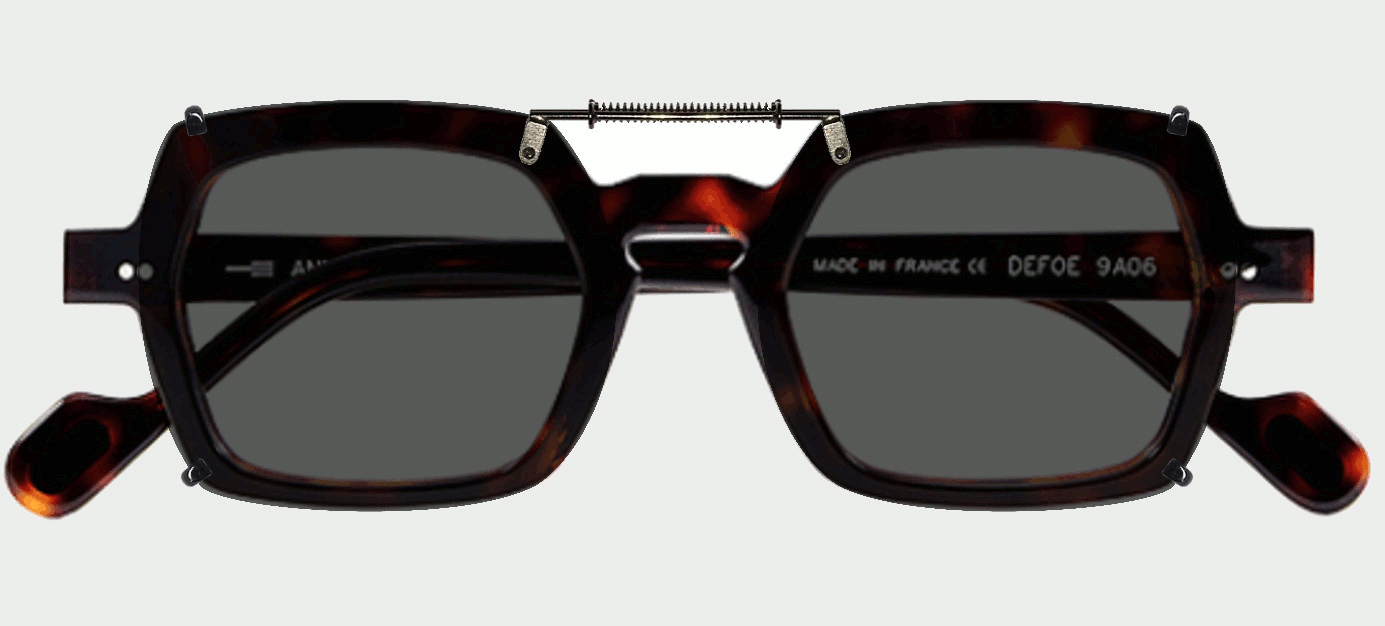 Clip on sunglasses with spring loaded bridge over plastic frame