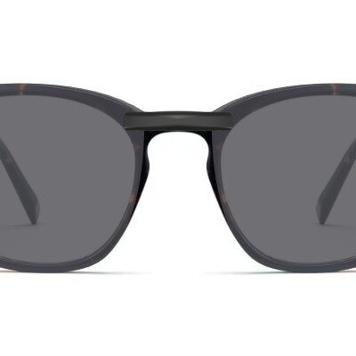 Clip-on sunglasses for Warby Parker Felix with a Magnetic bridge and Gray | Polarized | 14% Light Transmission lenses