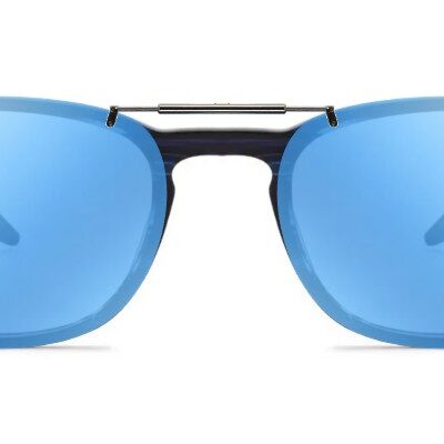Clip-on sunglasses for Barton Perreira Thompson with a Spring bridge and Blue Mirror | Gray Base | Polarized | 13% Light Transmission lenses