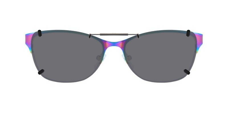 Custom Clip-Ons for Betsey Johnson Shine Oil 1 Clip-on sunglasses for Betsey Johnson Shine Oil with a Spring bridge and Gray | Polarized | 14% Light Transmission lenses