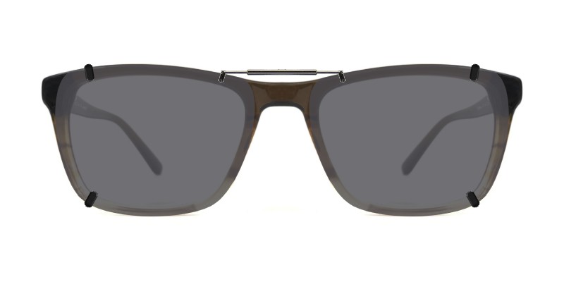 3DClips™ - Custom Clip On Sunglasses For Dragon DR2036 4 Clip-on sunglasses for Dragon DR2036 with a Spring bridge and Gray | Polarized | 14% Light Transmission lenses