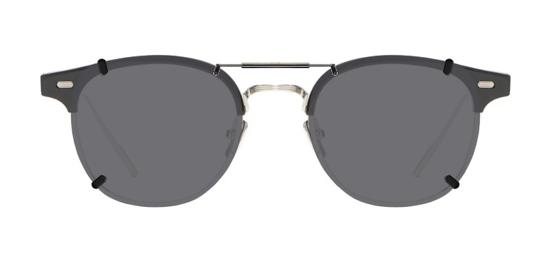 Custom Clip-Ons for Gentle Monster Alio X 01 1 Clip-on sunglasses for Gentle Monster Alio X 01 with a Spring bridge and Gray | Polarized | 14% Light Transmission lenses