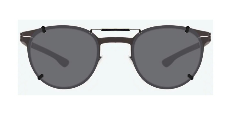 Custom Clip-Ons for IC! Berlin Robin 1 Clip-on sunglasses for IC! Berlin Robin with a Spring bridge and Gray | Polarized | 14% Light Transmission lenses