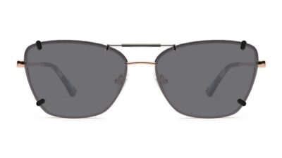 Clip-on sunglasses for Nicole Miller Desert Sky with a Spring bridge and Gray | Polarized | 14% Light Transmission lenses