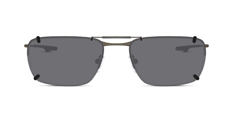 3DClips™ - Custom Clip On Sunglasses For Oakley OX5148 (Wingback SQ) 4 Clip-on sunglasses for Oakley OX5148 with a Spring bridge and Gray | Polarized | 14% Light Transmission lenses