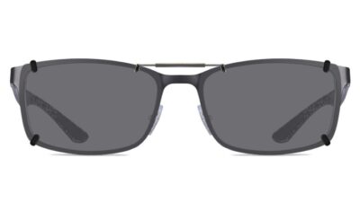 Clip-on sunglasses for Ray-Ban RB8424 with a Spring bridge and Gray | Polarized | 14% Light Transmission lenses