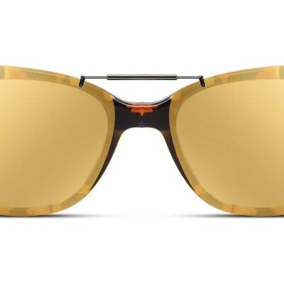 Clip-on sunglasses for Tory Burch TY2079 with a Spring bridge and Gold Mirror | Brown Base | Polarized | 11% Light Transmission lenses