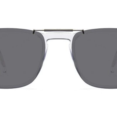 Clip-on sunglasses for Warby Parker Bensen with a Spring bridge and Gray | Polarized | 14% Light Transmission lenses