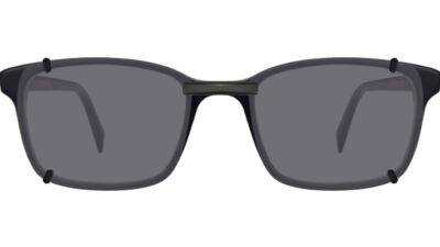 Clip-on sunglasses for Warby Parker Brady with a Magnetic bridge and Gray | Polarized | 14% Light Transmission lenses