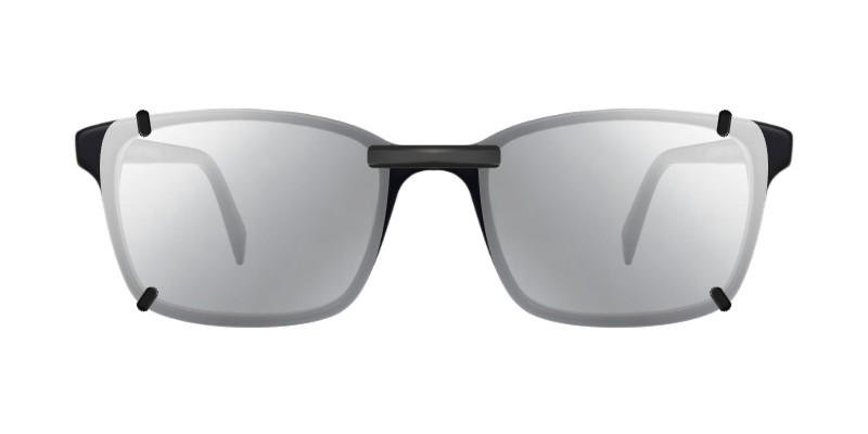 3DClips™ - Custom Clip On Sunglasses For Warby Parker Brady 2 Clip-on sunglasses for Warby Parker Brady with a Magnetic bridge and Silver Mirror | Gray Base | Polarized | 13% Light Transmission lenses