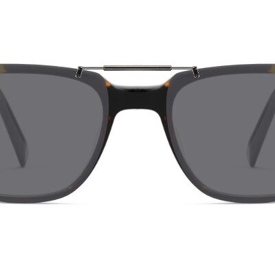 Clip-on sunglasses for Warby Parker Chamberlain with a Spring bridge and Gray | Polarized | 14% Light Transmission lenses