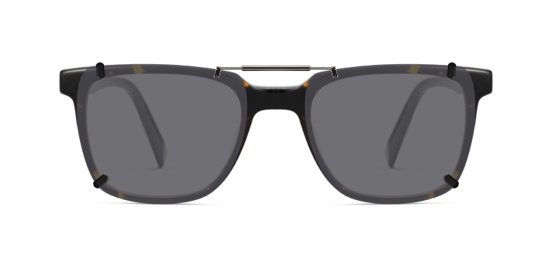 Custom Clip-Ons For Warby Parker Chamberlain 4 Clip-on sunglasses for Warby Parker Chamberlain with a Spring bridge and Gray | Polarized | 14% Light Transmission lenses