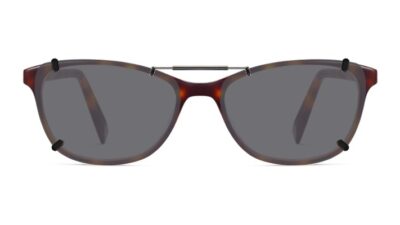 Clip-on sunglasses for Warby Parker Daisy with a Spring bridge and Gray | Polarized | 14% Light Transmission lenses