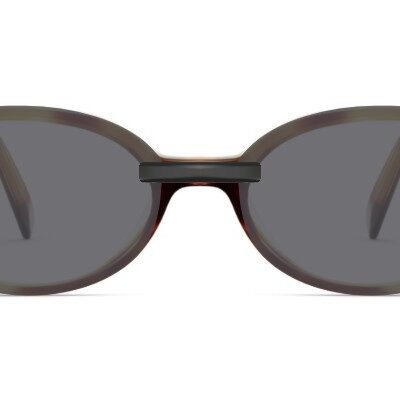 Clip-on sunglasses for Warby Parker Franny with a Magnetic bridge and Gray | Polarized | 14% Light Transmission lenses
