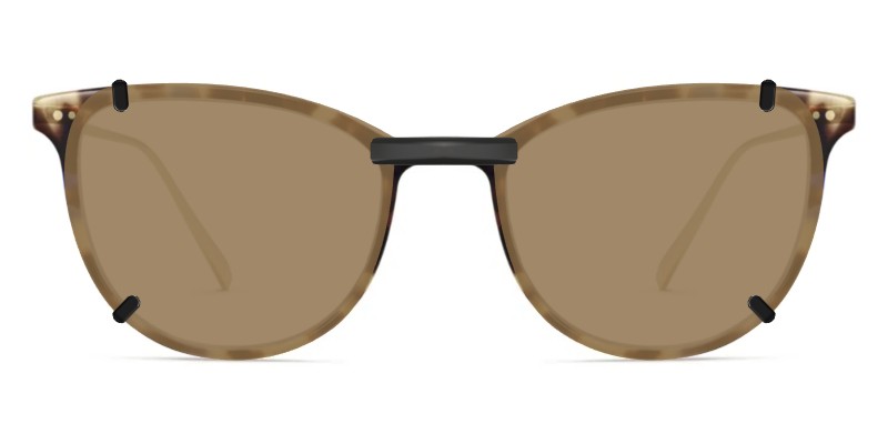 3DClips™ - Custom Clip On Sunglasses For Warby Parker Maren 2 Clip-on sunglasses for Warby Parker Maren with a Magnetic bridge and Brown | Non Polarized | 15% Light Transmission lenses
