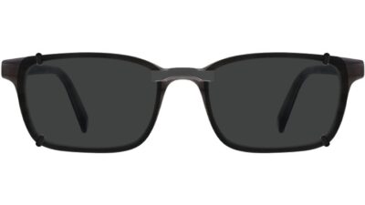 Clip-on sunglasses for Warby Parker Wilkie with a Magnetic bridge and Dark Gray | Polarized | 6% Light Transmission lenses